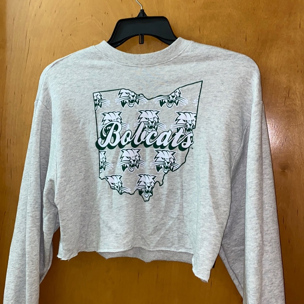 Pink Ohio university cropped crew neck